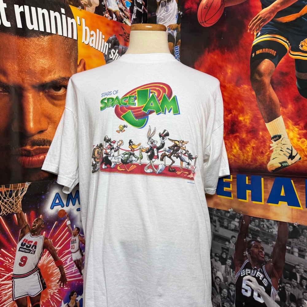 Vintage 90s Space Jam Stars Red Carpet Q-Tees Single Stitch USA T-Shirt Sz XL
